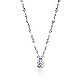 Dani Carat Pear Shape Diamond Pendant on Diamond By the Yard Necklace in 18K White Gold