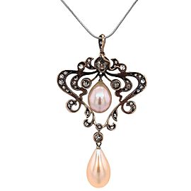 Edwardian Diamond Pearl Pendant