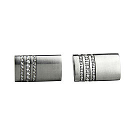 Montblanc Stainless Steel 3 Rings Pave Diamond Cufflinks