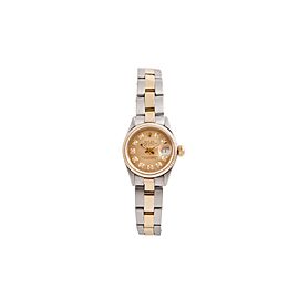 Rolex Datejust Yellow Gold And Stainless Steel with Champagne Diamond Dial 26mm Womens Watch