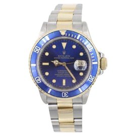 Rolex Submariner 16803 18K Yellow Gold & Stainless Steel with Blue Dial 40mm Mens Watch