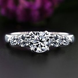 Platinum Engagement Ring with five Round cut Diamonds in 2.06ct of Total Diam...