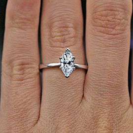 Exquisite 1.03ct Marquise Diamond Engagement ring crafted in 14k White Gold E...