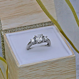 14k White Gold Engagement Ring featured with Natural Cut Diamonds TCW 1.50ct