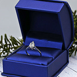 White Gold solitaire Engagement ring features 0.55ct Pear shape White Diamond