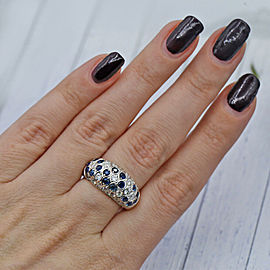 White Gold Fashion ring features 0.50 of Round cut White diamonds and Sapphires