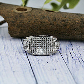 14k White Gold Mens ring features 1.50ct of pave White Diamonds.