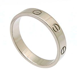 Auth Cartier Mini Love Ring EU#57 US#8.5 White Gold 18k Box Case Free ship