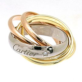 Auth Cartier Trinity Diamond label Ring EU#57 US#4.25 White Rose Yellow Gold 18k