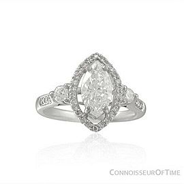 18K White Gold & Diamond Halo Engagement Ring, 1 CT Marquis 1.44 TDW - $13,290