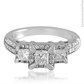 14K White Gold & Diamond 3-Stone 1 Carat Engagement Wedding Ring - $4690 AGS Cer