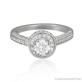 14K White Gold & Diamond Halo Engage/Wedding Ring, .47CT, .70TDW - $4,890 EGL