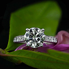 14k White Gold AGI Certified Engagement Ring with 3.48ct. Total Diamond Weight