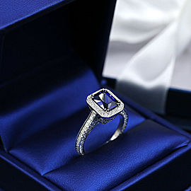 18k White Gold Cocktail Ring features with 2.20ct. Deffused Blue Sapphire