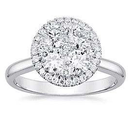 Round Halo Cluster Engagement Ring with 0.68ct. of Total Diamond Weight