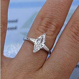 White Platinum Marquise Diamond with 1.45ct. Total Diamonds Engagement Ring