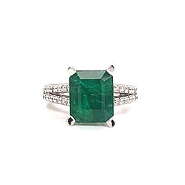 Diamond Emerald Platinum Ring 4.60 TCW Certified