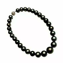 Diamond Tahitian Pearl Necklace 17.6 mm 16.5" 14k Gold Certified