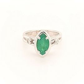 Diamond Emerald Ring 14k White Gold 0.94 TCW Certified $2,450 913616