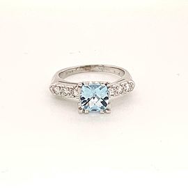 Diamond Aquamarine Ring 14k Gold 1.70 TCW Women Certified $2,900 912275