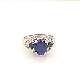 Diamond Sapphire Ring 14k Gold 3.31 TCW Women Certified $2,800 912271