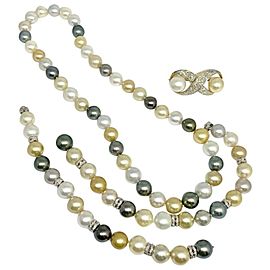 Diamond South Sea Pearl Necklace 14k Gold 12.8 mm 34" Certified $24,550 911804