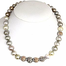 Diamond South Sea Pearl Necklace 12.80 mm 17.5" Certified $14,950 910878