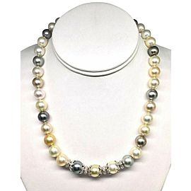 Diamond South Sea Pearl Necklace 14k Gold 11.46 mm 18" Certified $13.950 910877