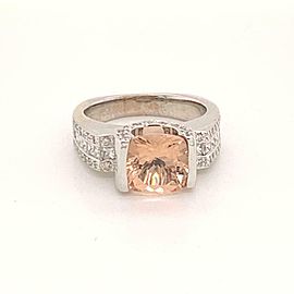 Diamond Morganite Ring 2.76 TCW 18k Gold Women Certified