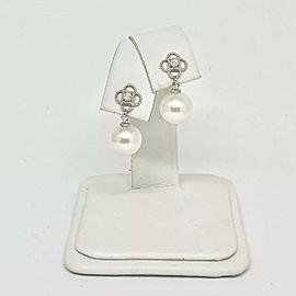 Diamond Akoya Pearl Earrings 14k Gold 8.42 mm Women Certified