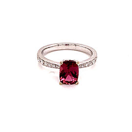 Diamond Tourmaline Rubellite Ring 18k Gold 1.58TCW Women Certified