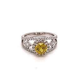 Diamond Yellow Sapphire Ring 18k Gold Women 2.86 TCW Certified