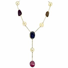 South Sea Pearl Ruby Sapphire Necklace 15.5 mm 14k Gold