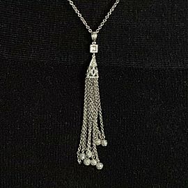 Diamond Necklace 18k Gold Tassel Pendant 19" Women