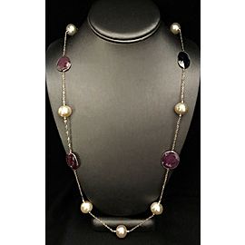 South Sea Pearl Ruby Sapphire Necklace 14k Gold Italy