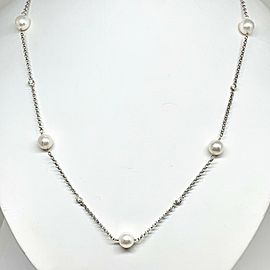 Diamond Akoya Pearl Necklace 14k Gold 7.90 mm 20"