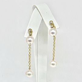 Diamond Akoya Pearl Drop Earrings 14k Gold 8.50 mm Women Certified $995 810631