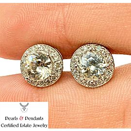 Diamond Natural Zircon Earrings 14k Gold 2.70 CTW Certified $1,950 010289