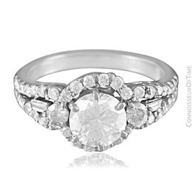 18K White Gold & Natural Diamond Halo Engagement Wedding Ring, 1.74 CT TDW