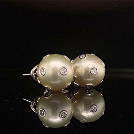 Diamond South Sea Pearl Earring 14 KT Certified $4,995 015793