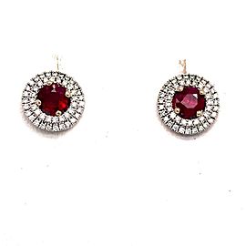 Diamond Ruby Earrings 18 KT White Gold 1.36 TCW Certified $3,950 017701