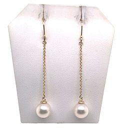 Akoya Pearl Earrings 14 KT Yellow Gold 9.03 mm Certified $1,390 017524