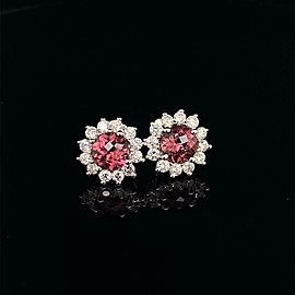 Rubellite Tourmaline Diamond Earrings 14k WG 2.55 TCW Certified $4,950 017969