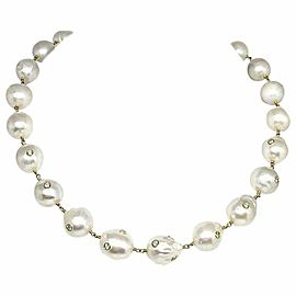 South Sea Pearl Diamond Necklace 18K Gold 13.4mm 16.5" Certified $14,200 822106