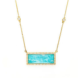 Doves N6798AZ 18k Yellow Gold Amazonite, Diamond Necklace