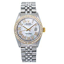 ROLEX DATEJUST 16014 36MM WHITE DIAMOND DIAL WITH 1.30 CT DIAMONDS