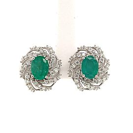 Diamond Emerald Earrings 14k W Gold 4.05 TCW Certified $6,950 018690