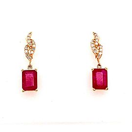 Diamond Ruby Earrings 14k Yellow Gold 2.08 TCW Certified $3,950 018672