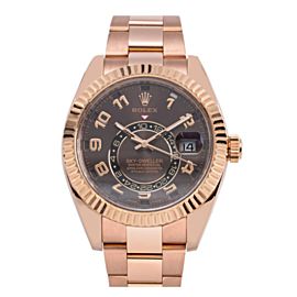 ROSE GOLD ROLEX SKY-DWELLER 326935 42MM CHOCOLATE SUNRAY DIAL