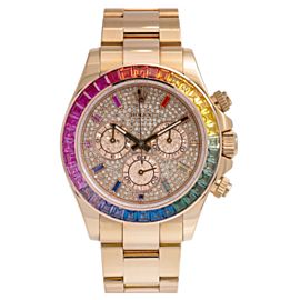 ROLEX DAYTONA ROSE GOLD RAINBOW EDITION 116505 WITH PAVE DIAMOND DIAL